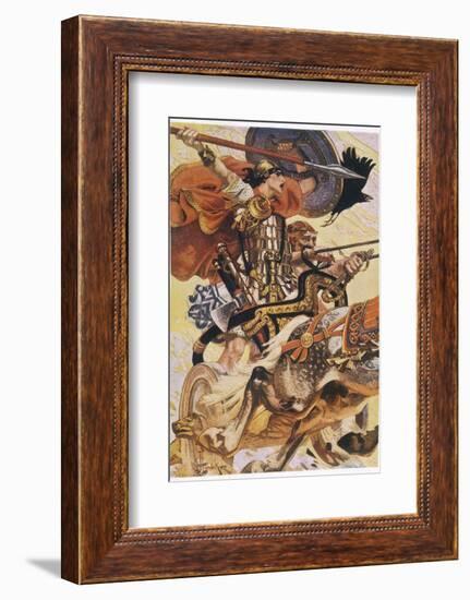 Cuchulain (Cu Chulainn) Rides His Chariot into Battle-Joseph Christian Leyendecker-Framed Photographic Print