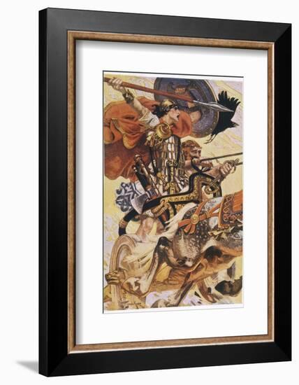 Cuchulain (Cu Chulainn) Rides His Chariot into Battle-Joseph Christian Leyendecker-Framed Photographic Print