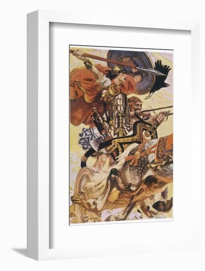 Cuchulain (Cu Chulainn) Rides His Chariot into Battle-Joseph Christian Leyendecker-Framed Photographic Print