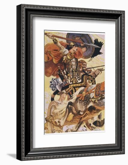 Cuchulain (Cu Chulainn) Rides His Chariot into Battle-Joseph Christian Leyendecker-Framed Photographic Print