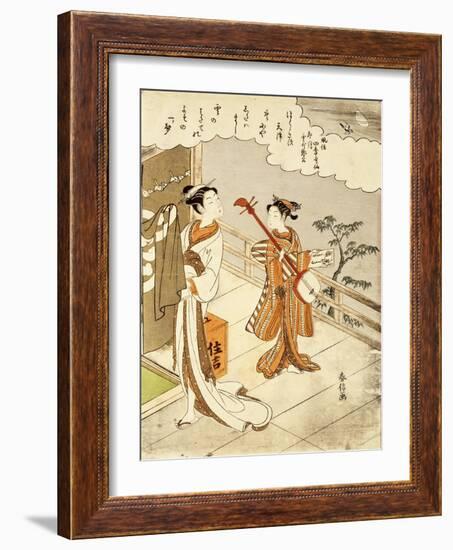 Cuckoo Flying over April Clouds-Suzuki Harunobu-Framed Giclee Print