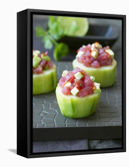 Cucumber Towers Topped with Tuna Tartare-Jan-peter Westermann-Framed Premier Image Canvas