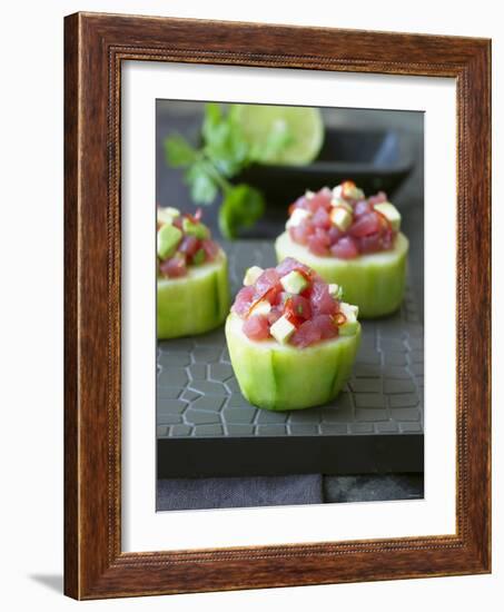 Cucumber Towers Topped with Tuna Tartare-Jan-peter Westermann-Framed Photographic Print