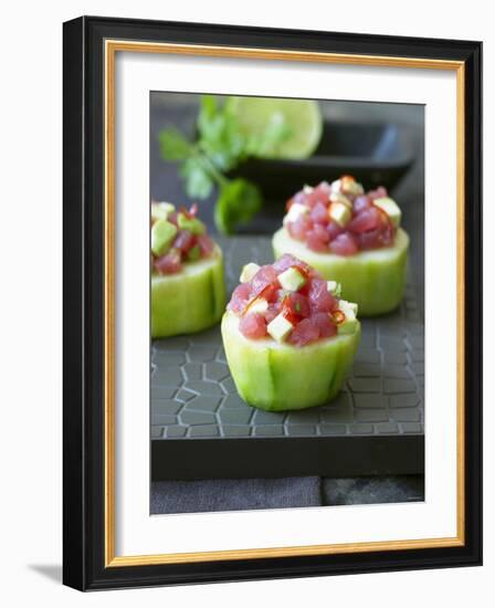 Cucumber Towers Topped with Tuna Tartare-Jan-peter Westermann-Framed Photographic Print
