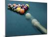 Cue Ball Rolling Towards Racked Billiard Balls-null-Mounted Photographic Print