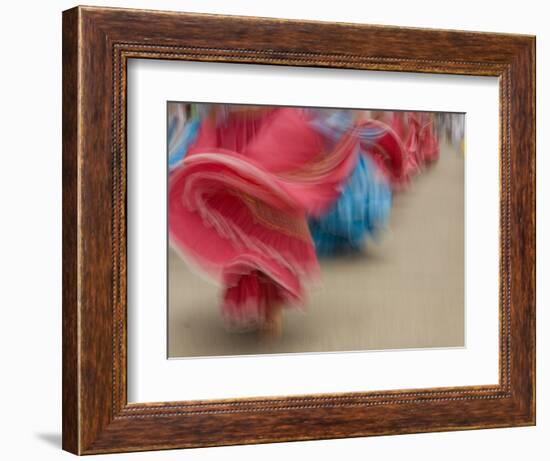 Cuenca. Swirling Skirt of Female Dancers, Cuenca, Ecuador-Merrill Images-Framed Photographic Print