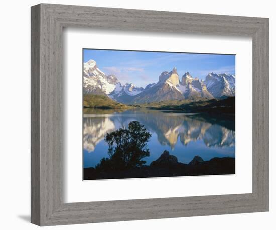 Cuernos Del Paine 2600M from Lago Pehoe, Torres Del Paine National Park, Patagonia, Chile-Geoff Renner-Framed Photographic Print