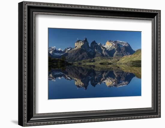 Cuernos del Paine at sunset, Torres del Paine National Park, Chile, Patagonia-Adam Jones-Framed Photographic Print