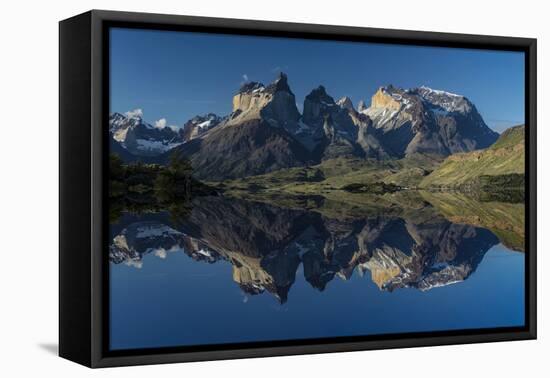 Cuernos del Paine at sunset, Torres del Paine National Park, Chile, Patagonia-Adam Jones-Framed Premier Image Canvas