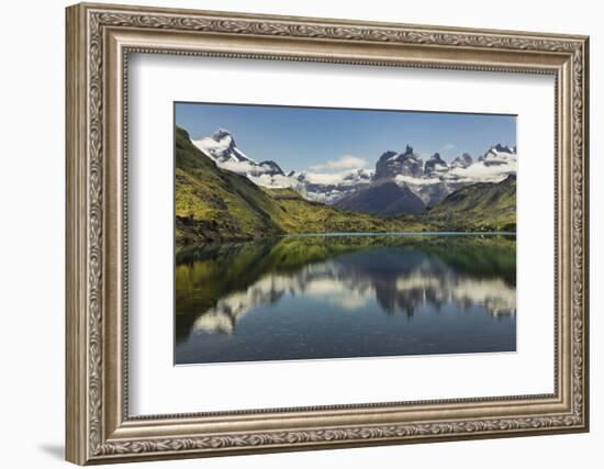 Cuernos del Paine reflecting on lake, Torres del Paine National Park, Chile, Patagonia-Adam Jones-Framed Photographic Print