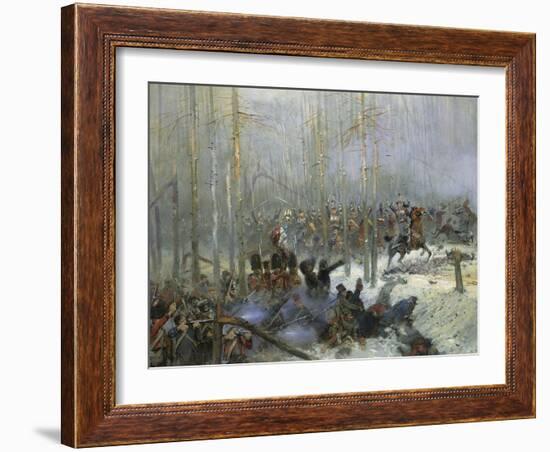 Cuirassier of Colonel Dubois Charging During Battle of Berezina, Nov. 28, 1812-Edouard Detaille-Framed Art Print