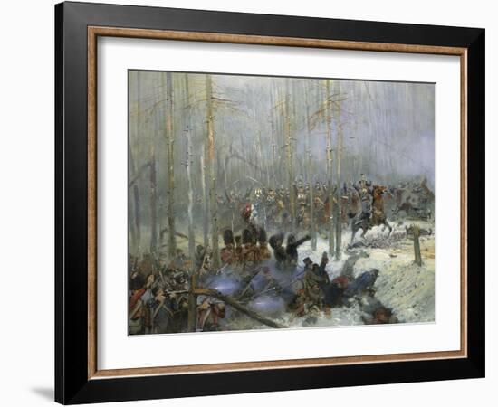 Cuirassier of Colonel Dubois Charging During Battle of Berezina, Nov. 28, 1812-Edouard Detaille-Framed Art Print