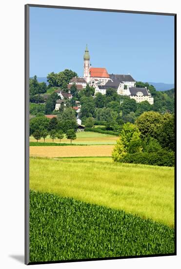 Cultivated Landscape with Meadows and Fields, Behind Andechs Abbey, Andechs, Bavaria, Germany-Andreas Vitting-Mounted Photographic Print