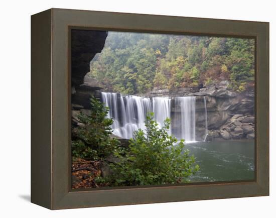 Cumberland Falls, Cumberland Falls State Resort Park, Kentucky, USA-Diane Johnson-Framed Premier Image Canvas