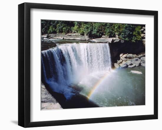 Cumberland Falls on the Cumberland River, It Drops 60 Feet Over the Sandstone Edge, Kentucky, USA-Anthony Waltham-Framed Photographic Print