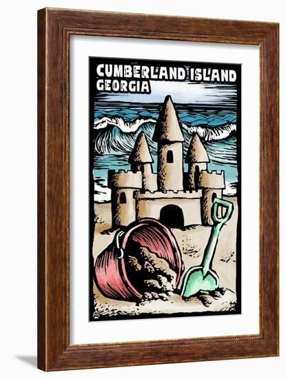 Cumberland Island, Georgia - Sandcastle Scratchboard-Lantern Press-Framed Art Print