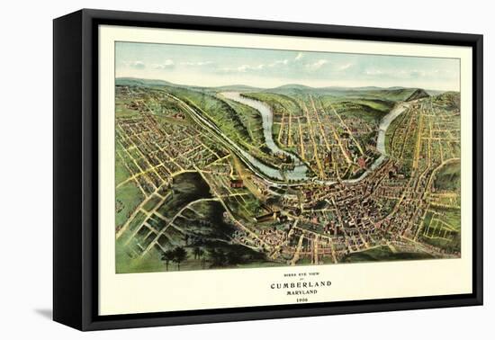 Cumberland, Maryland - Panoramic Map-Lantern Press-Framed Stretched Canvas