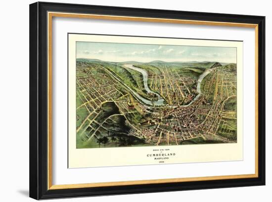 Cumberland, Maryland - Panoramic Map-Lantern Press-Framed Art Print