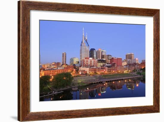 Cumberland River and Nashville Skyline, Tennessee, United States of America, North America-Richard Cummins-Framed Photographic Print