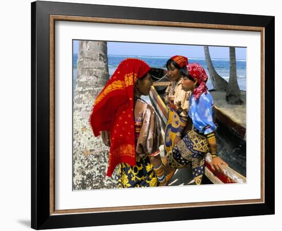 Cuna Indians, Rio Sidra, Island of Kuanidua, San Blas Archipelago, Panama, Central America-Bruno Morandi-Framed Photographic Print