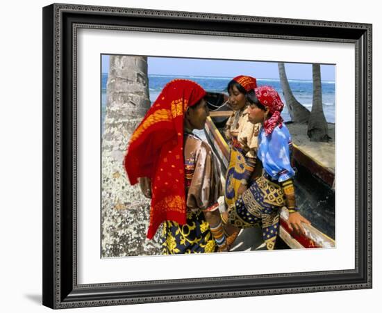 Cuna Indians, Rio Sidra, Island of Kuanidua, San Blas Archipelago, Panama, Central America-Bruno Morandi-Framed Photographic Print