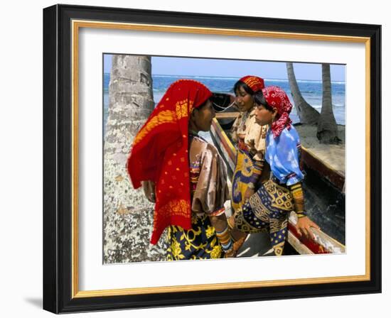 Cuna Indians, Rio Sidra, Island of Kuanidua, San Blas Archipelago, Panama, Central America-Bruno Morandi-Framed Photographic Print