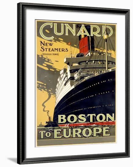 Cunard Line, Boston to Europe-Unknown Unknown-Framed Giclee Print