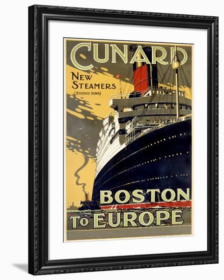 Cunard Line, Boston to Europe-Unknown Unknown-Framed Giclee Print