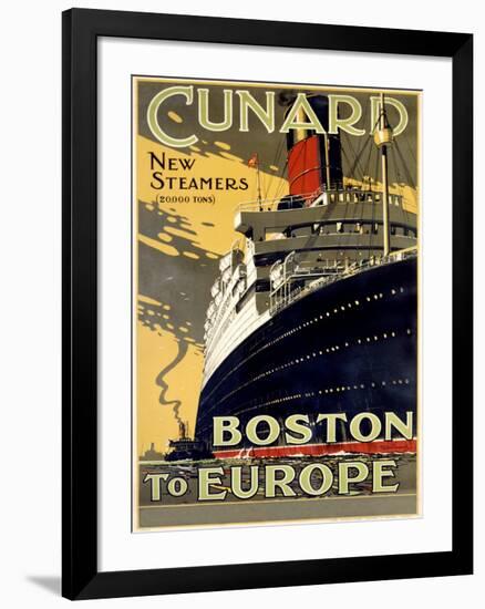 Cunard Line, Boston to Europe-Unknown Unknown-Framed Giclee Print