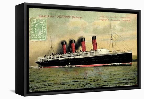 Cunard Line, Turbine Liner Lusitania, Dampfer-null-Framed Premier Image Canvas