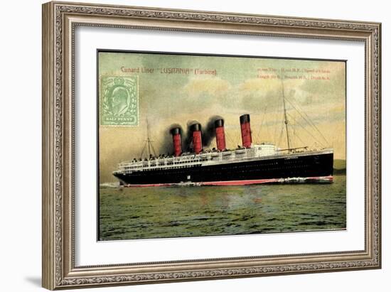 Cunard Line, Turbine Liner Lusitania, Dampfer-null-Framed Giclee Print