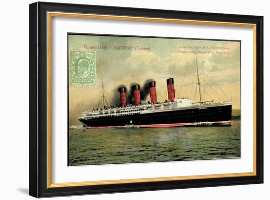 Cunard Line, Turbine Liner Lusitania, Dampfer-null-Framed Giclee Print