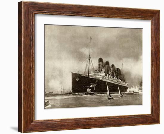 Cunard Liner Lusitania 1915-null-Framed Photographic Print