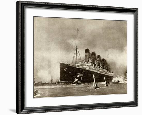 Cunard Liner Lusitania 1915-null-Framed Photographic Print