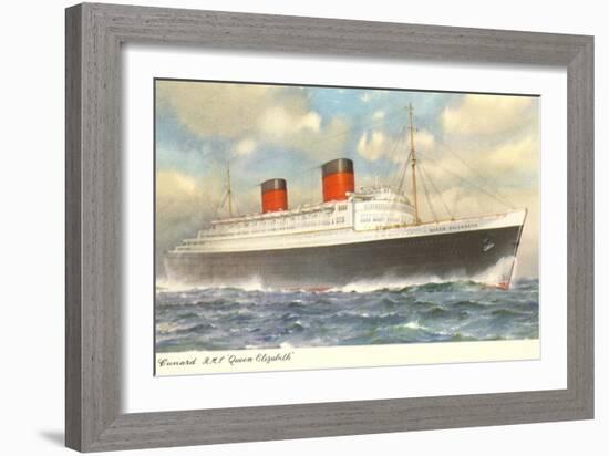 Cunard Ocean Liner RMS Queen Elizabeth-null-Framed Art Print