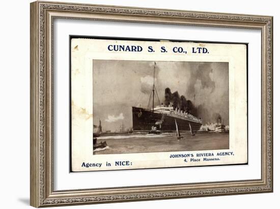 Cunard S.S. Co, R.M.S Lusitania and Mauretania-null-Framed Giclee Print