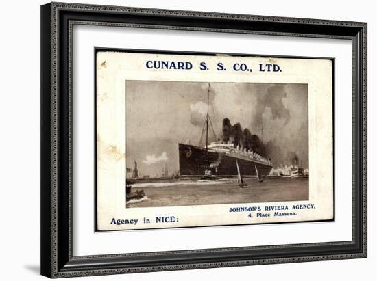 Cunard S.S. Co, R.M.S Lusitania and Mauretania-null-Framed Giclee Print