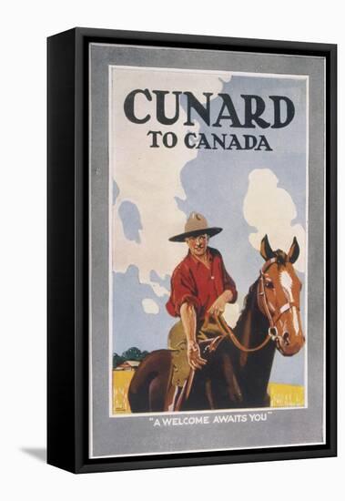 Cunard to Canada, a Welcome Awaits You-Frank Newbould-Framed Stretched Canvas