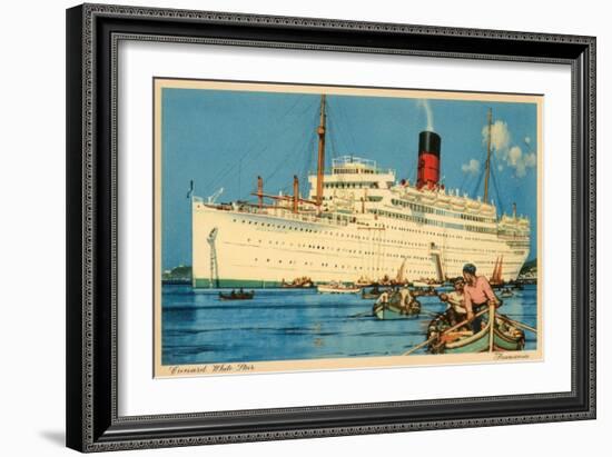 Cunard White Star Ocean Liner, Franconia-null-Framed Art Print