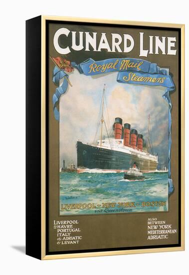 Cundard Line - Royal Mail Steamers - Vintage Poster-Lantern Press-Framed Stretched Canvas