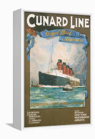 Cundard Line - Royal Mail Steamers - Vintage Poster-Lantern Press-Framed Stretched Canvas