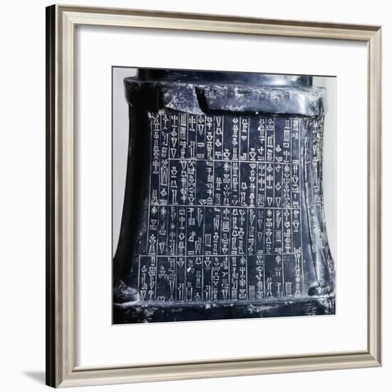 Cuneiform Writing on the Base of Headless Statue of Prince Gudea-null-Framed Giclee Print