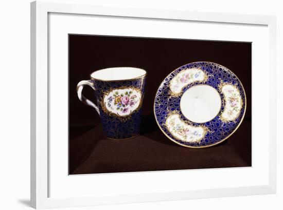 Cup and Saucer, Porcelain, Sevres Manufacture, Ile-De-France, France, 1761-1777-null-Framed Giclee Print