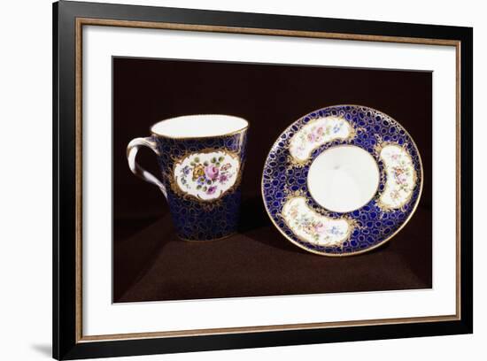 Cup and Saucer, Porcelain, Sevres Manufacture, Ile-De-France, France, 1761-1777-null-Framed Giclee Print