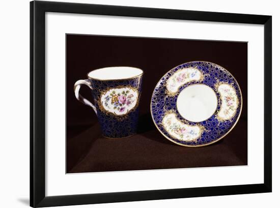 Cup and Saucer, Porcelain, Sevres Manufacture, Ile-De-France, France, 1761-1777-null-Framed Giclee Print