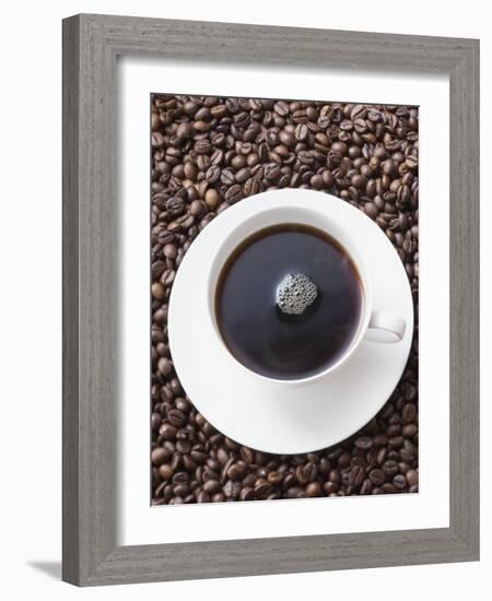 Cup of Black Coffee on Coffee Beans-null-Framed Photographic Print