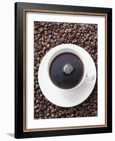 Cup of Black Coffee on Coffee Beans-null-Framed Photographic Print