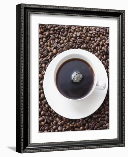 Cup of Black Coffee on Coffee Beans-null-Framed Photographic Print
