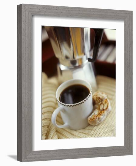 Cup of Coffee and Biscotti (Italian Almond Biscuits)-Jean Cazals-Framed Photographic Print