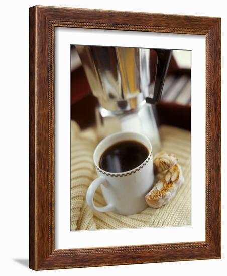 Cup of Coffee and Biscotti (Italian Almond Biscuits)-Jean Cazals-Framed Photographic Print